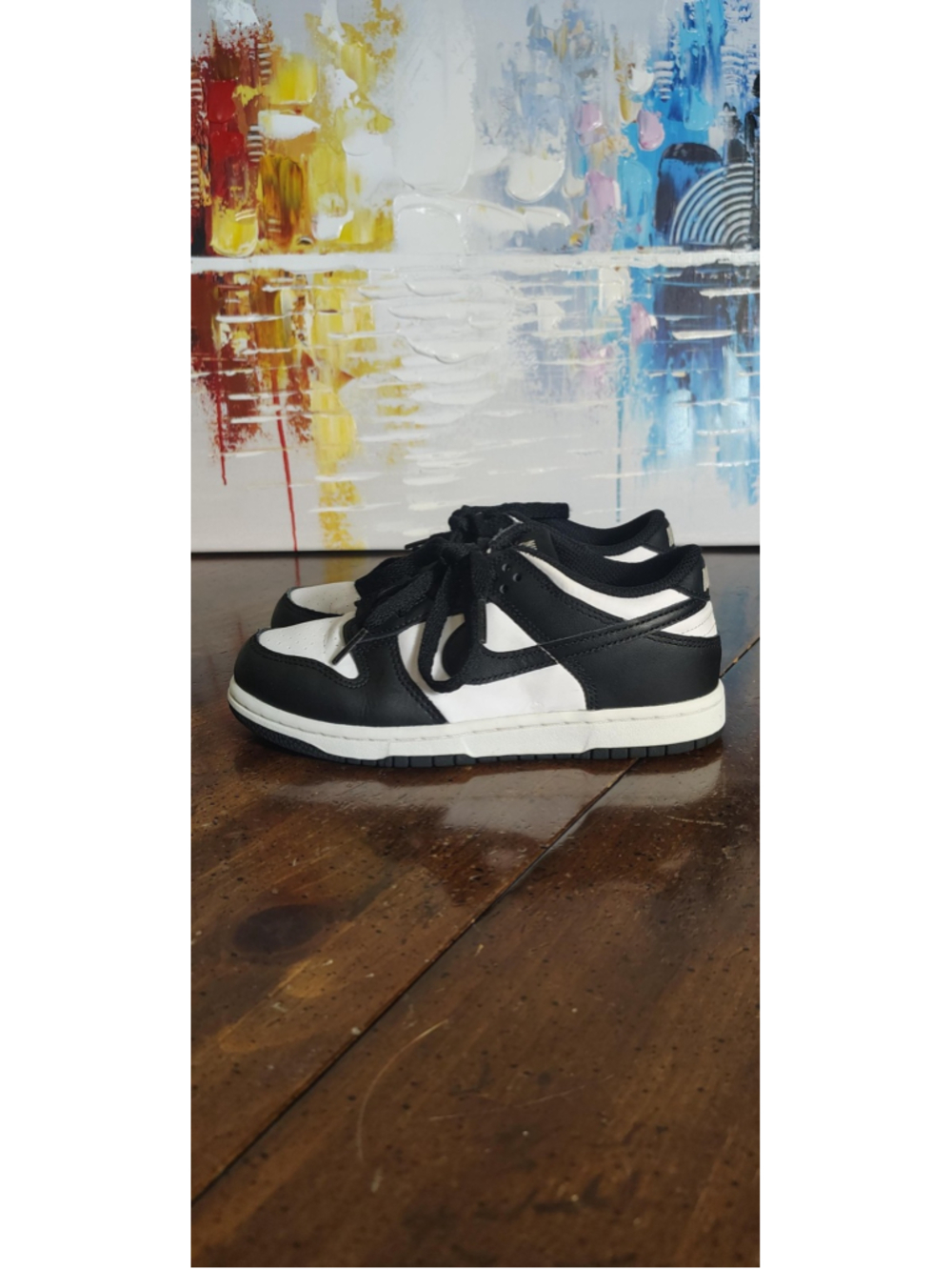 Nike Dunk Low Shoes Youth Size 1.5Y Black White Colorblock Sneakers CW1588-100